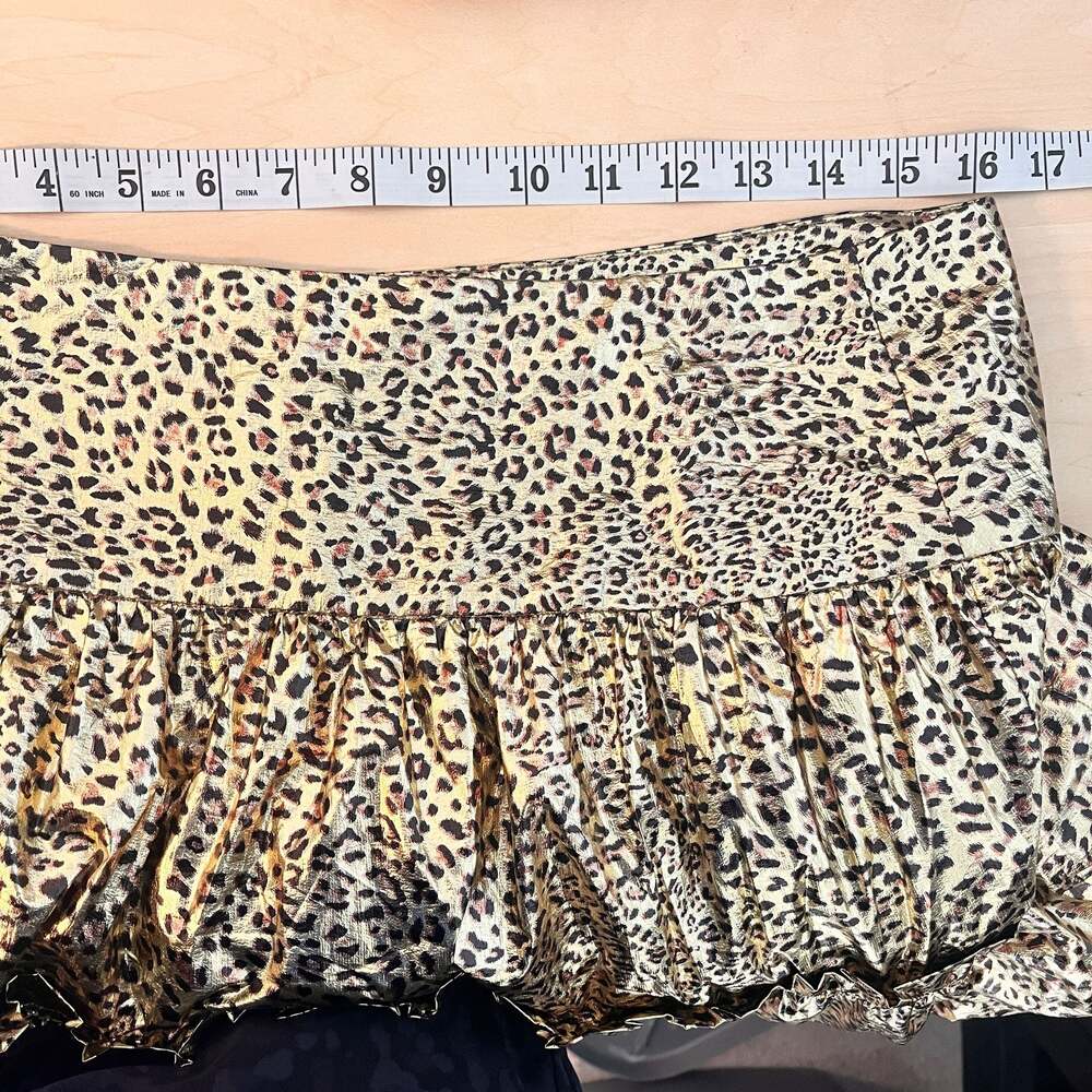 Metallic Leopard Print Tiered Midi Skirt - Picture 6 of 8